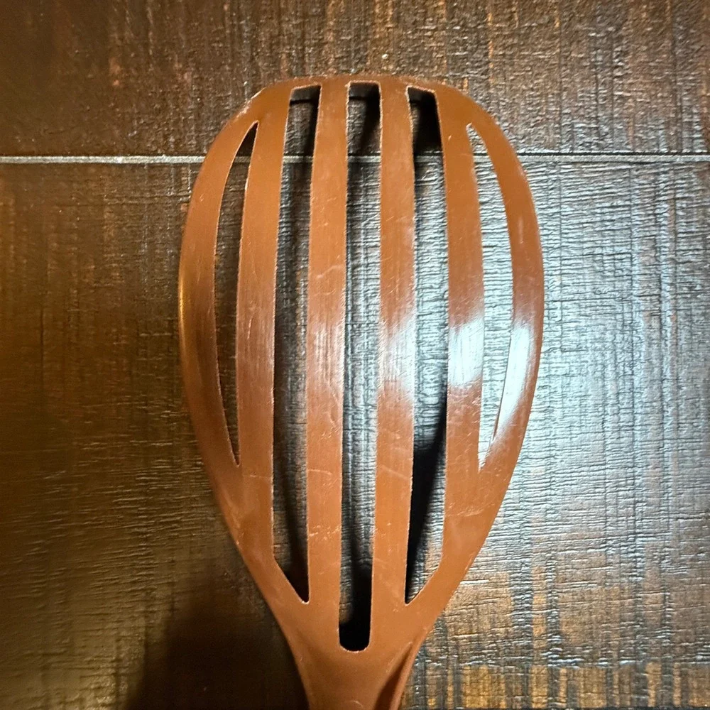 Vintage Foley Brown Nylon Blending Fork Slotted Mixing Whisk Kitchen Tool 10.5in